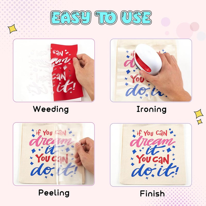 Tintnut Red Color Heat Transfer Vinyl -6 Sheets 12"x10" Bright Color Iron on Vinyl for T-Shirts Clothing Bags HTV Vinyl for All Cutting Machine - Image 4